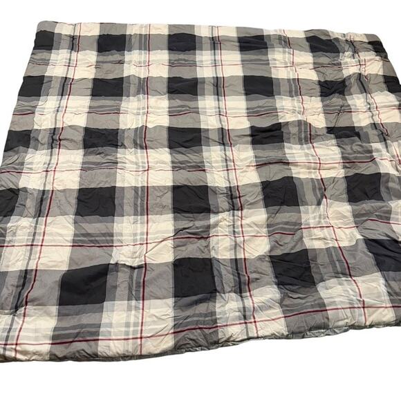 Cuddl Duds Reversible Plaid Full / Queen Bed Comforter Cozy Black Red 90 x 95 - Picture 1 of 9